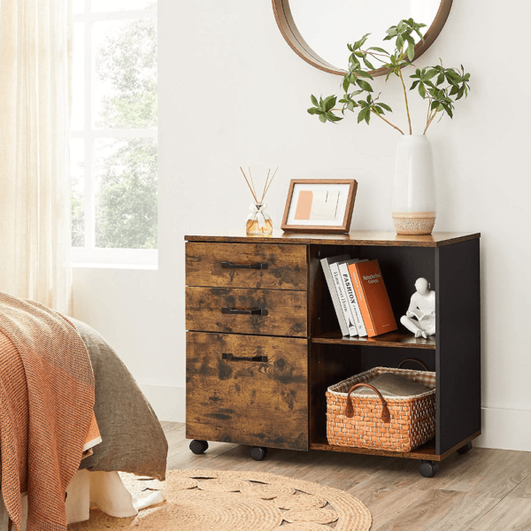 Pramoninio stiliaus dokumentų spinta su ratukais