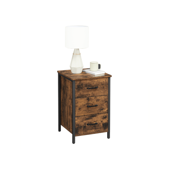 Pramoninio stiliaus naktinė spintelė |  3 stalčiai | “Rustic” ruda