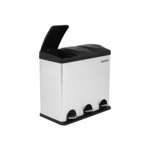 Sidabrinės spalvos šiukšliadėžė 54 litrų 3 x 18 l