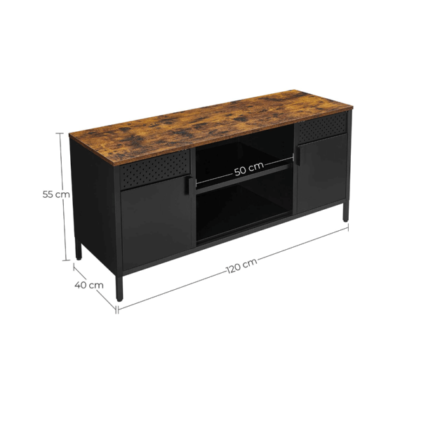 Industrinio stiliau TV staliukas |Iki 55 colių televizoriui | 40 x 120 cm | Ruda