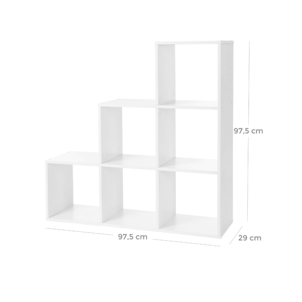 6 skyrių balta pakopinė lentyna7