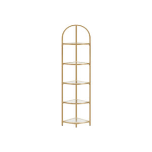 Kampinė grūdinto stiklo lentyna | 28 x 28 x 158 cm | Auksinė