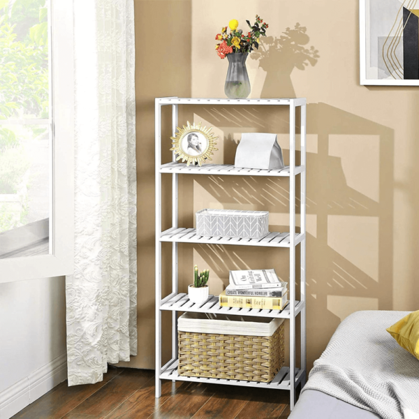 Bambukinė 5 pakopų lentyna vonios kambariui