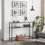 Juodas konsolinis staliukas su papildoma lentyna | Vitrina | 35 x 100 cm