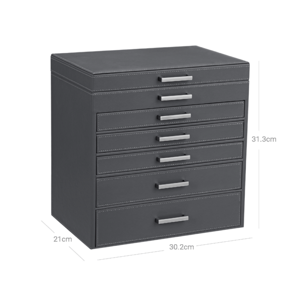 Laikrodžių dėžutė su 5 stalčiais juvelyrikai