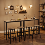Apskritos pusbario kėdės 65 cm | 2 vnt. kompl. | Pilkšva