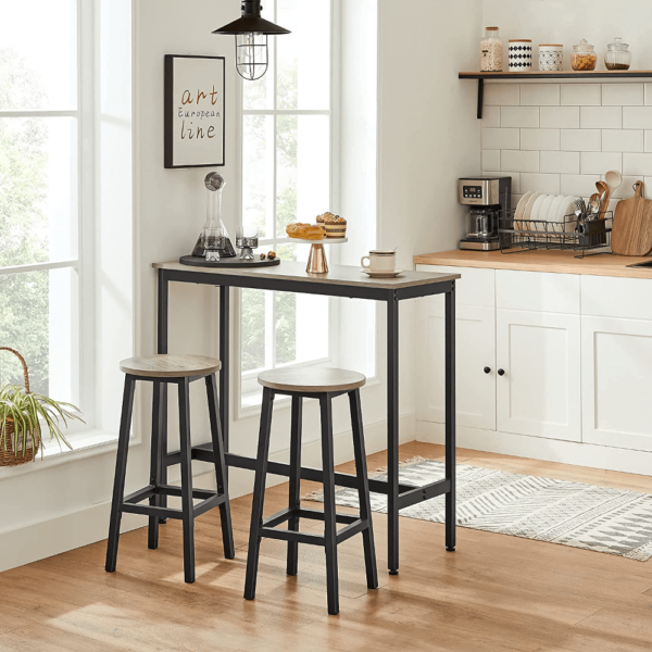 Apskritos pusbario kėdės 65 cm | 2 vnt. kompl. | Pilkšva