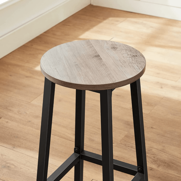 Apskritos pusbario kėdės 65 cm | 2 vnt. kompl. | Pilkšva