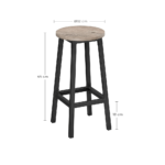 Apskritos pusbario kėdės 65 cm | 2 vnt. kompl. | Pilkšva