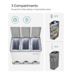 Šiukšlių dėžė su 3 skyriais ir pedalais 24l