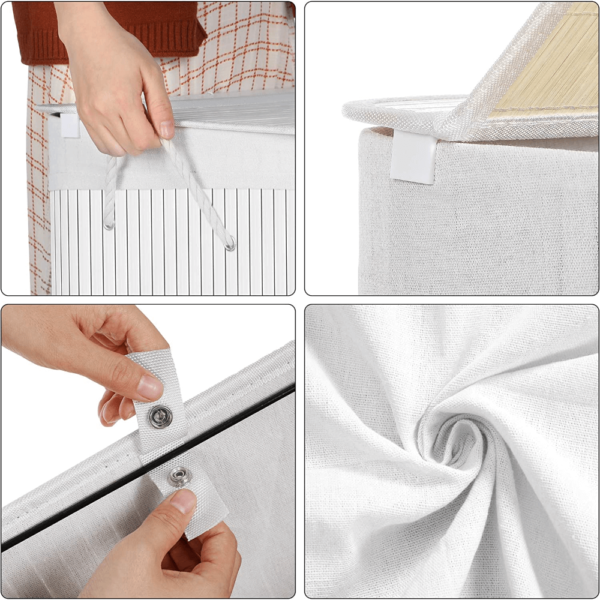 Balta, bambukinė dėžė skalbiniams 100L