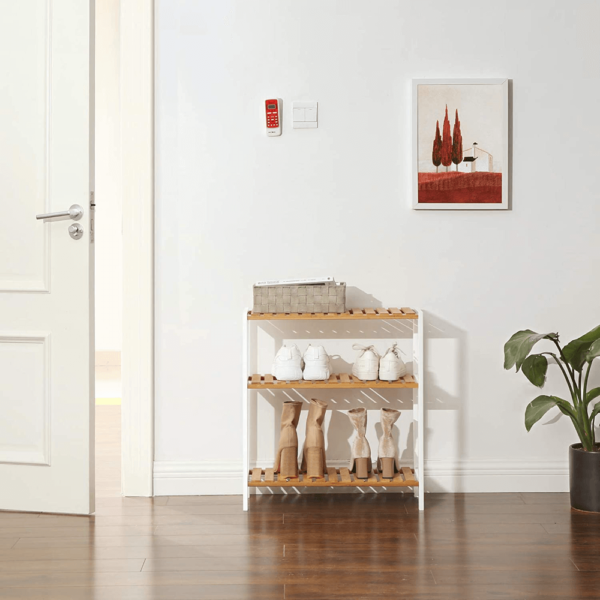 Bambukinė vonios lentyna su 3 lygiais