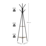 Juodos spalvos paltų stovas su 2 skyriais Drabužių kabykla