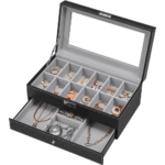 Laikrodžių dėžutė su stalčiumi akiniams