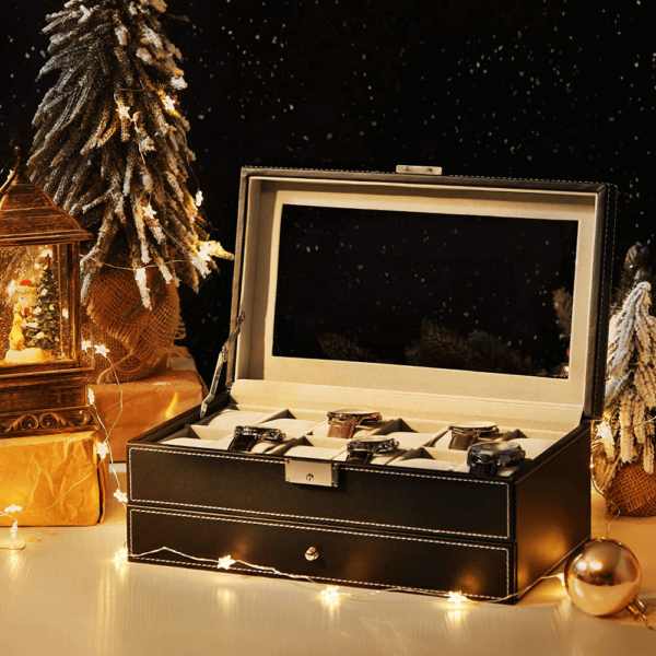 Laikrodžių dėžutė su stalčiumi akiniams