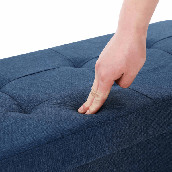 Tvirtas lengvas minkštasuolis su daiktadėže | 76 x 38 x 38 cm | 300 kg | Mėlyna