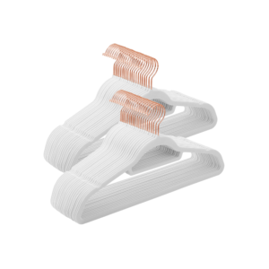 Rinkinys iš 50 baltos spalvos aksominių pakabų