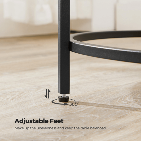 Šoninis staliukas | Juodu Plieniniu rėmu | Grūdintas stiklas | Ø50 cm