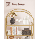 Grūdinto stiklo auksinė 5 pakopų lentyna su arka | 83 x 30 x 183 cm