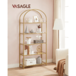 Grūdinto stiklo auksinė 5 pakopų lentyna su arka | 83 x 30 x 183 cm