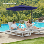 Mėlynas lauko skėtis su LED apšvietimu 300 x 300 cm