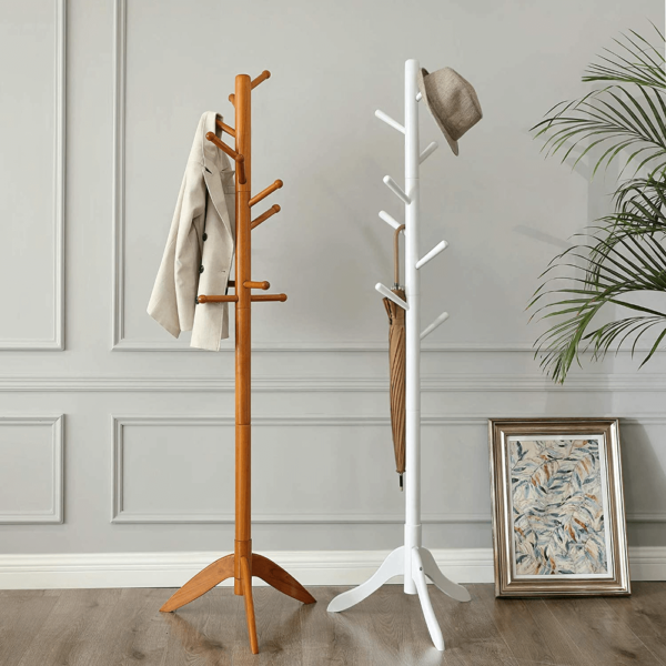 Balta prieškambario paltų kabykla | 8 kabliukai | 175 cm