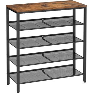 Industrinio stiliaus 5 lentynų batų spintelė 75 x 28 x 93 cm