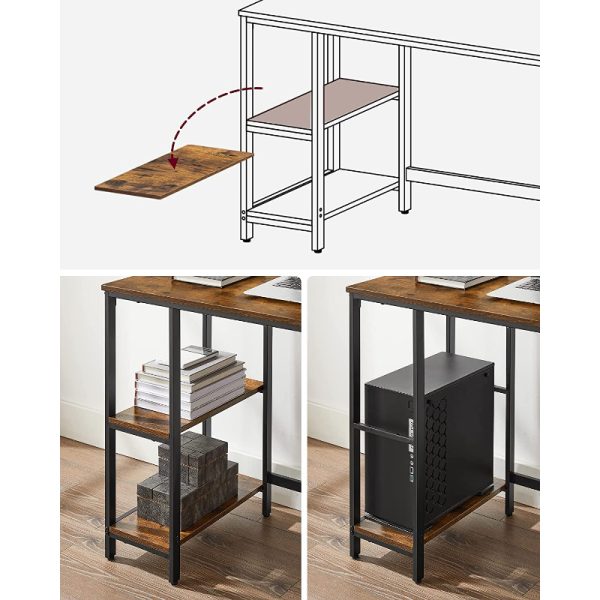 Industrinio stiliaus rašomasis stalas su lentynėlėm 50 x 100 x 75 cm (6)