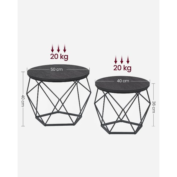 Komplektas 2 kavos staliukų | Šoniniai staliukai | Ø50/Ø40 cm | Juoda