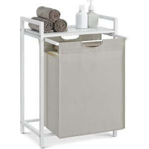 Skalbinių krepšys Vonios spintelė | Ištraukiama | Šviesiai pilka | 65L