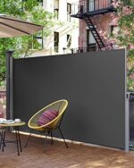 Šoninė uždanga 160 x 400 cm Privatumui Balkonui Terasai Pavėsiui, Dūmo pilkos spalvos