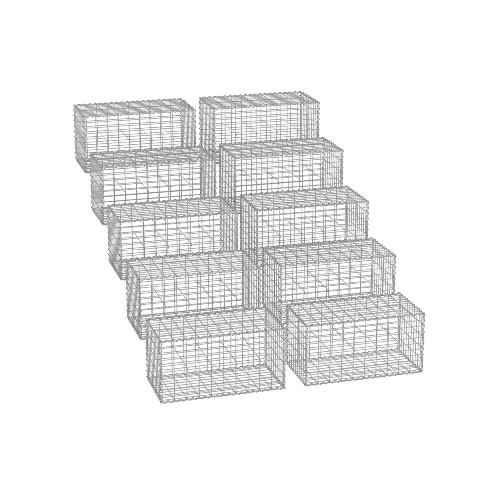GGB055V1-1 Gabionų rinkinys | 10 vnt. | Metalo konstrukcija | 50 x 50 x 100 cm | Pilka