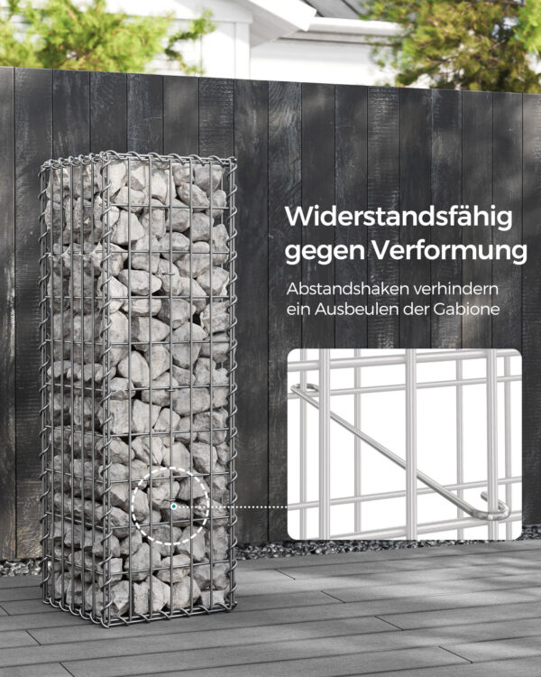 Gabionų krepšiai su 5 x 10 cm akių dydžiu, 4 sidabriniai krepšiai