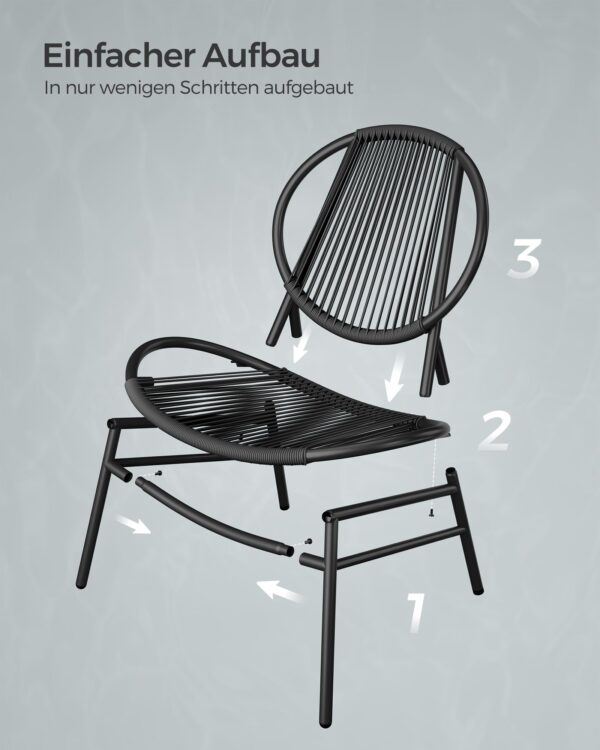 Lauko baldų komplektas 3 dalių su staliuku | Balkonui, terasai | Juoda