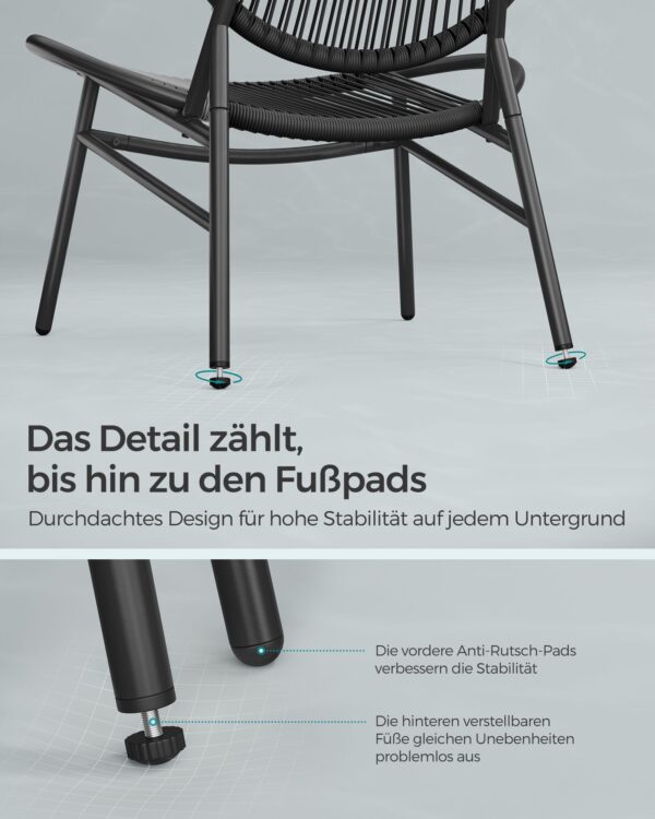 Lauko baldų komplektas 3 dalių su staliuku | Balkonui, terasai | Juoda