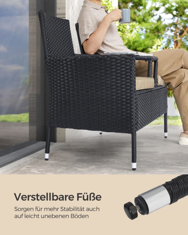 Balkono baldai iš PE poliratano su staliuku