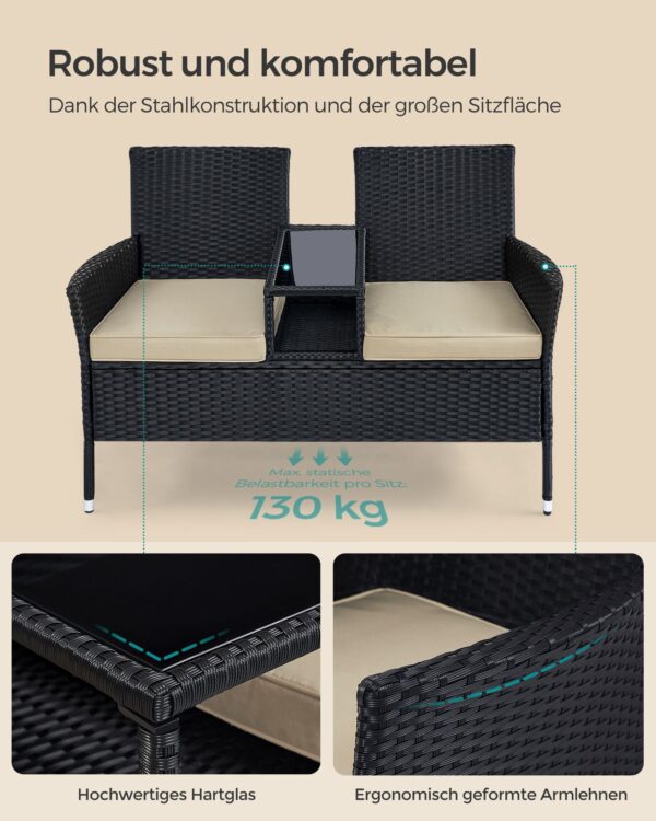 Balkono baldai iš PE poliratano su staliuku