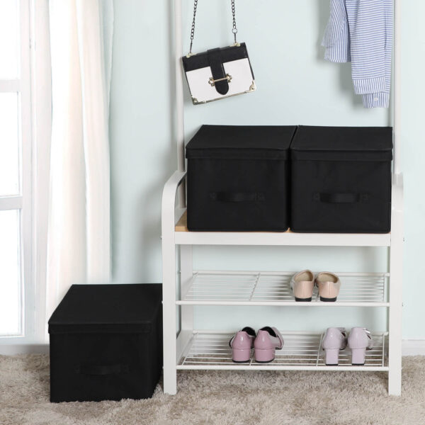 Sandėliavimo dėžės 3 vnt., juodos spalvos