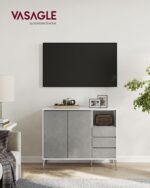 Moderni spintelė su durelėmis ir stalčiais | 40 x 103,5 x 85 cm | Pilka