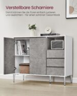 Moderni spintelė su durelėmis ir stalčiais | 40 x 103,5 x 85 cm | Pilka