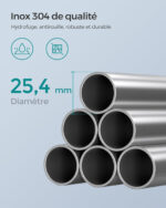 Reguliuojamo aukščio 95-300 cm dušo lentyna iš nerūdijančio plieno, sidabriškai juoda