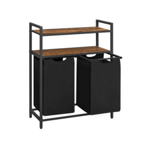 Ištraukiami skalbinių krepšiai 2 x 46 L | 2 lentynos | 73 x 33 x 72 cm | Juoda