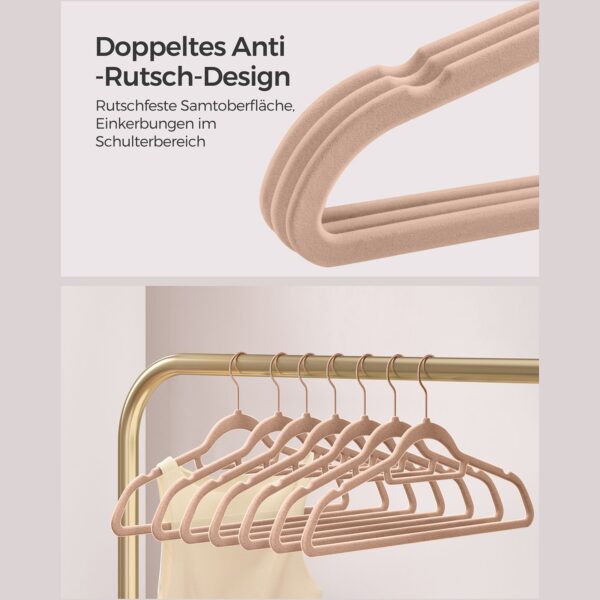 50 aksominių drabužių pakabų rinkinys šviesiai žalios spalvos