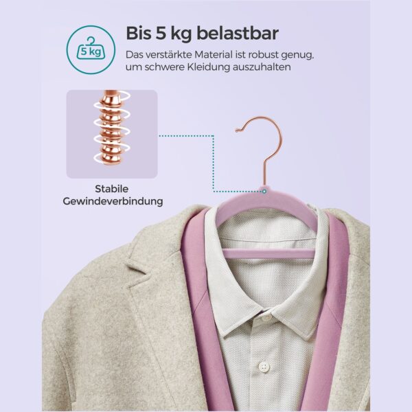 50 aksominių pakabų rinkinys, švelniai violetinės spalvos