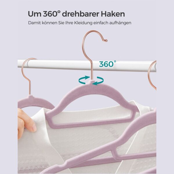 50 aksominių pakabų rinkinys, švelniai violetinės spalvos