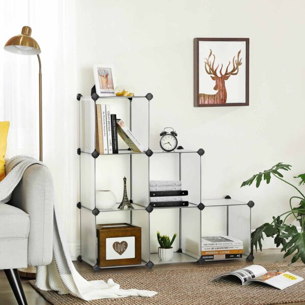 6 skyrių surenkama lentyna | 93 x 31 x 93 cm | Balta