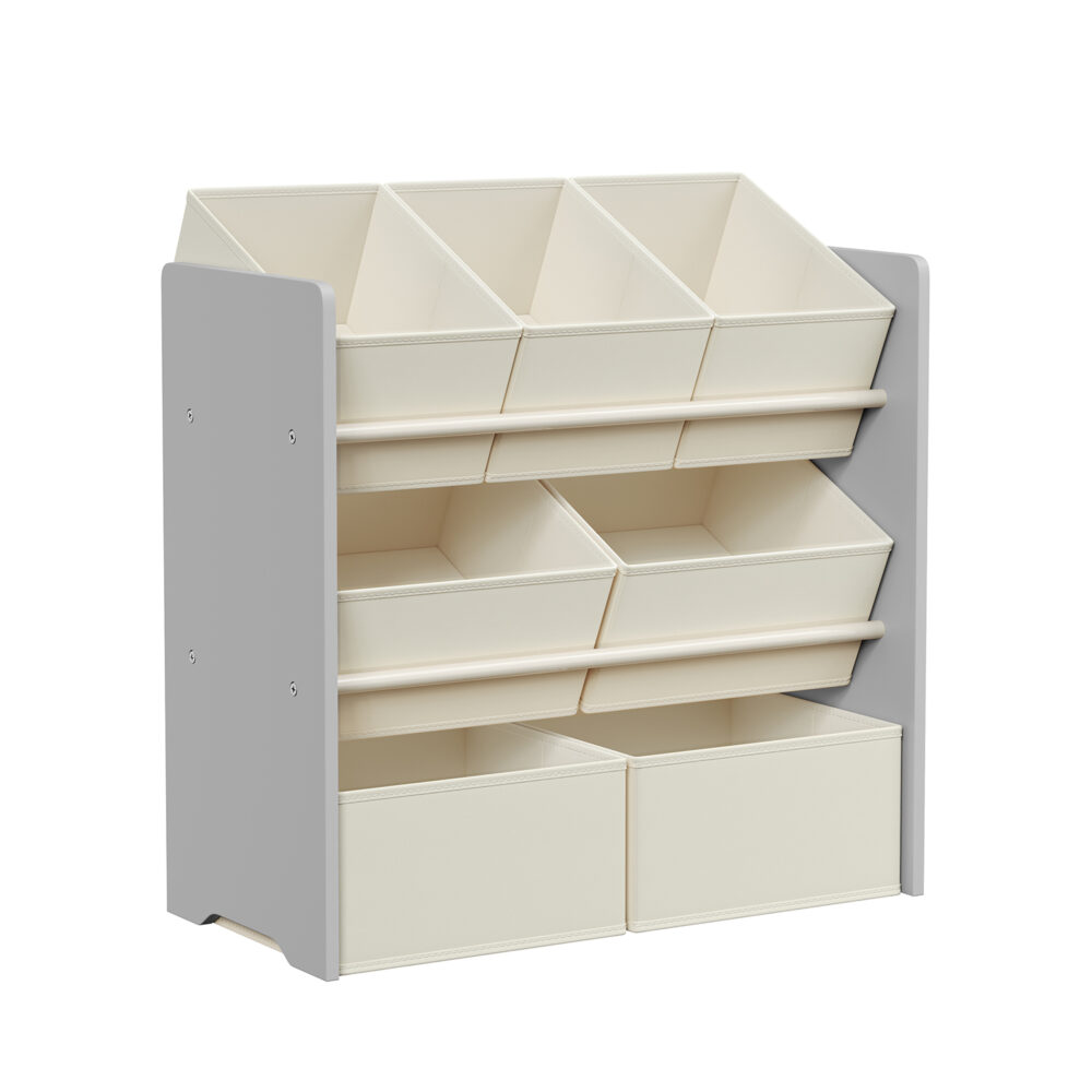 GKR034G10-1 Vaikiška spintelė-lentyna | 7 medžiaginiai skyreliai | 29,5 x 62,5 x 60 cm| Pilka