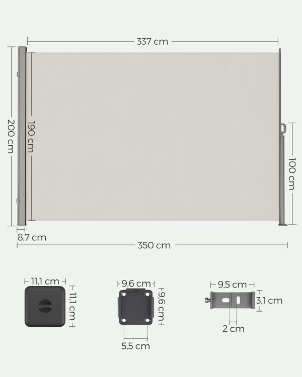 Ištraukiamas šoninis tentas 200 x 350 cm