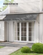 Tentas su rankine alkūne 350 x 120 cm antracito spalvos