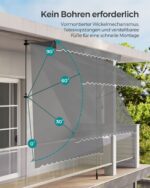 Tentas su rankine alkūne 350 x 120 cm antracito spalvos